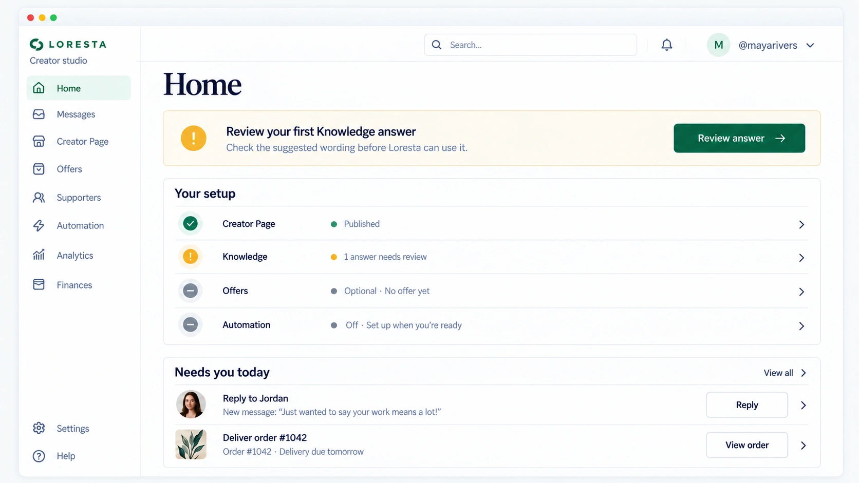 Illustrative creator studio Home with a Needs you list of decisions